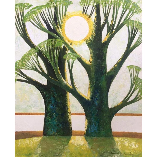 Laimdots Murnieks, Two Trees and the Sun, 2002, Oil on Cardboard For Sale - Image 7 of 7