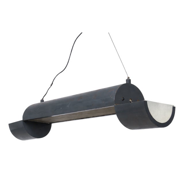 Large Vintage Industrial Italian Metal Pendant Lamp, 1970s For Sale