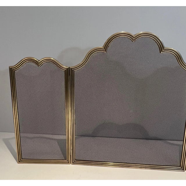 Neoclassical Style Brass and Grilling Fireplace Screen For Sale - Image 10 of 13