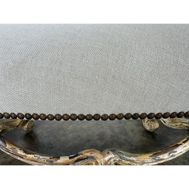 Late 19th Century Italian Louis XV Style Painted and Gilt Curved Bench, 19th Century For Sale - Image 5 of 8