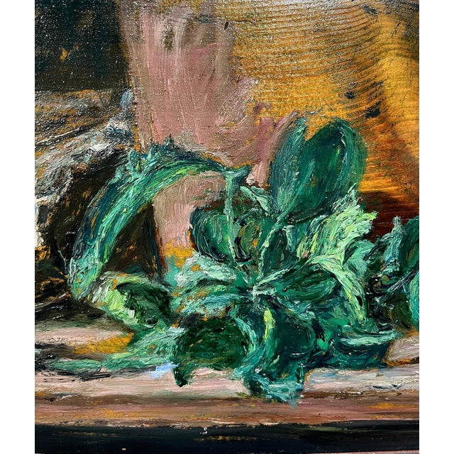 1970s Enzo Faraoni, Green Apples on the Table, 1970s, Oil on Wood, Framed For Sale - Image 5 of 7