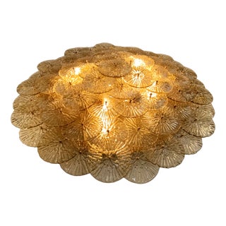 Large Ceiling Light with Amber Murano Glass Discs, 1960s For Sale