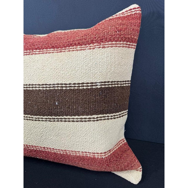 Contemporary Turkish Hemp Pillow Cushion Natural Beige Red Pillow Cushion Cover 20"x20" For Sale - Image 3 of 4