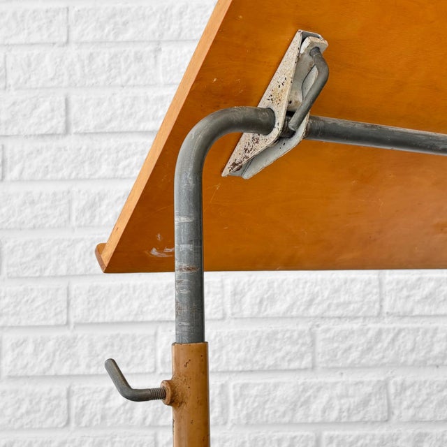 Cream Scandinavian Reading Stand in Birch and Steel, 1940s For Sale - Image 8 of 11