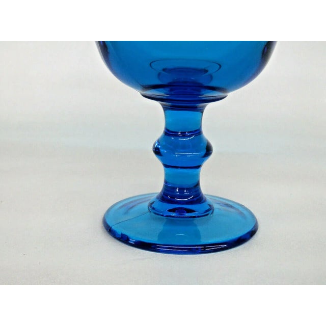 Imperial Blue Glass Ruffled Rim Pedestal Compote Candy Dish For Sale - Image 9 of 10