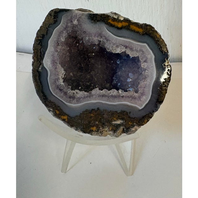 Mid 20th Century Vintage Amethyst Geode With Mid Century Lucite Stand For Sale - Image 5 of 8