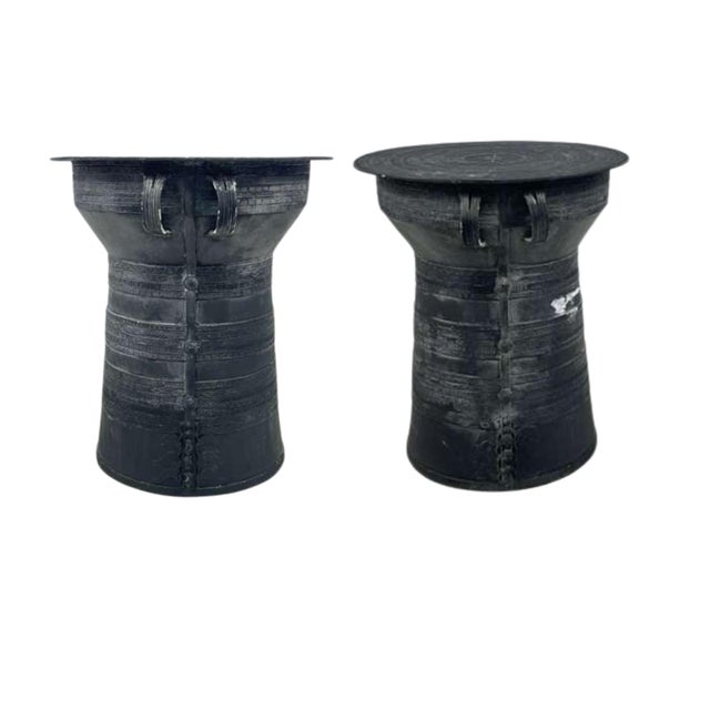 Late 20th Century Frog Drum Metal Outdoor Side Table - Small For Sale - Image 4 of 5