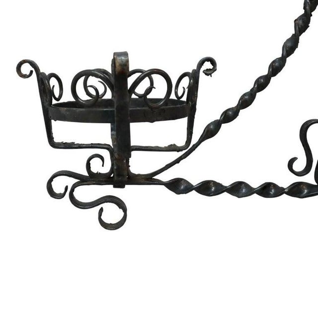 1920s Figural Cherub Wrought Iron Hanging Garden Planter C1920 For Sale - Image 5 of 7
