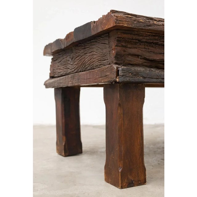 Handcrafted Coffee Table in Oak and Teak For Sale - Image 4 of 11