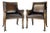 Pair of Theodore Alexander Regency Style Carved Lion & Hairy Paw Caster Armchairs in Brown Leather For Sale