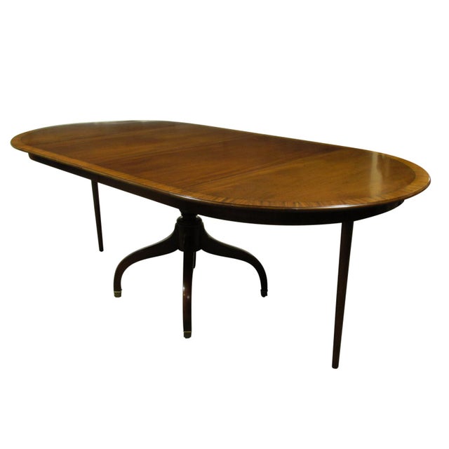 Old Colony Furniture 1960s Regency Style Inlaid Dining Table For Sale - Image 4 of 13
