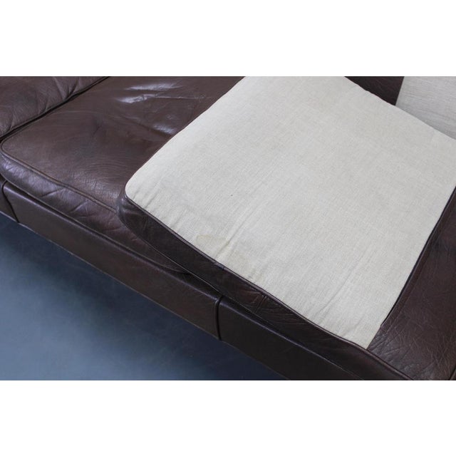 Mid-Century Danish Three-Seat Brown Leather Sofa, 1970s For Sale - Image 15 of 18