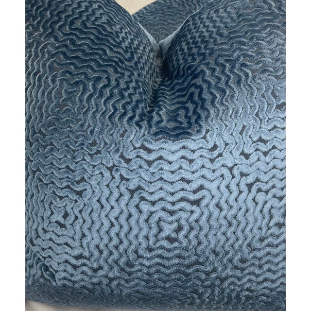 Nina Campbell "Poquelin Mourlot Velvet" in Delft Blue 22" PillowsA