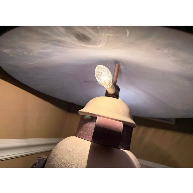 1980s Postmodern Max Blumberg Amphora Urn Ceramic Table Lamp With Metal Coolie Shade For Sale - Image 9 of 12