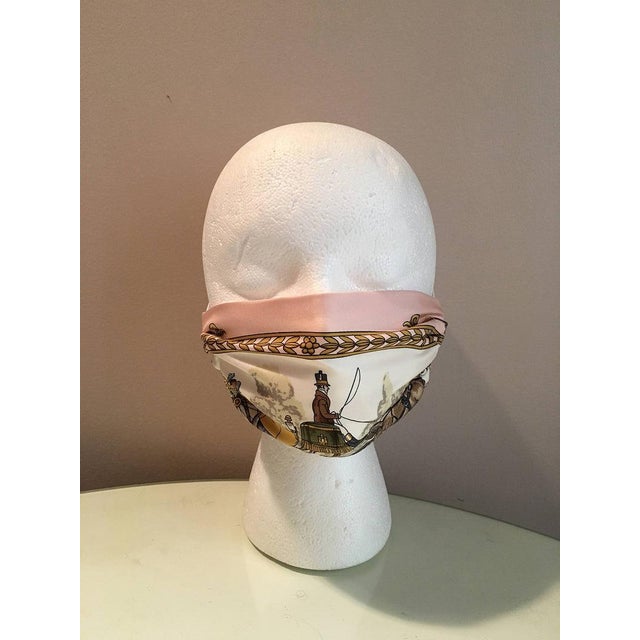Hermès Hermes Vintage Handmade La Promenade De Longchamps Silk Scarf Surgical Face Mask For Sale - Image 4 of 7
