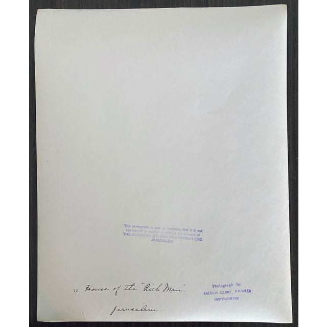 Black American Colony Jerusalem, Vintage Large Albumen Photo Jerusalem - House Of The "Rich Man", 1890-1920 For Sale - Image 8 of 9