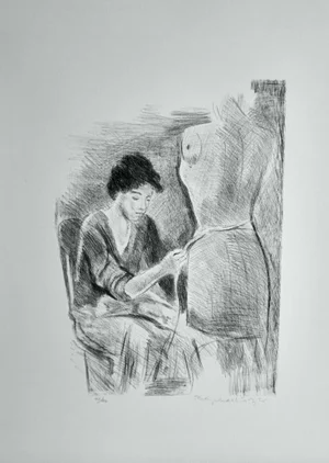 1980s Raphael Soyer "Seamstress II" Black and White Print
