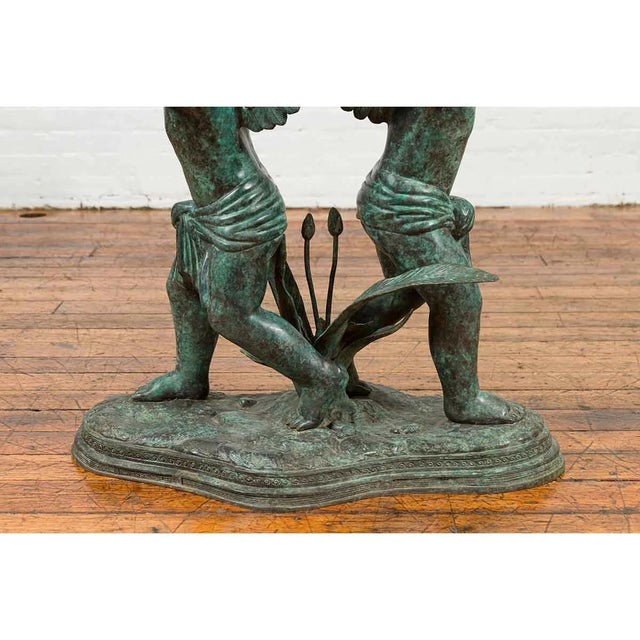 1960s Greco-Roman Style Bronze Double Cherub Table Base For Sale - Image 10 of 10