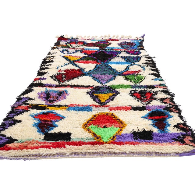 Tribal Vintage Azilal Boucherouite Moroccan Rug, 03'01 X 07'02 For Sale - Image 3 of 10
