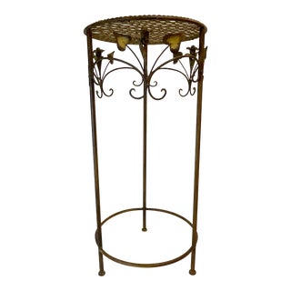 1980s Vintage Italian Tole Botanical Flora and Leaf Design Plant Stand. For Sale
