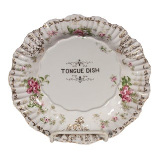 Unusual and Rare English Antique Tongue Plate Raised Center For Sale