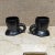 Modern Pottery Coffee Mugs by Unknown Artist, Textured Black, 1983 For Sale - Image 10 of 12