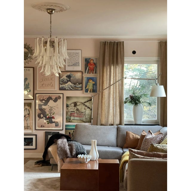 Contemporary Large White Murano Glass Chandelier For Sale - Image 3 of 7