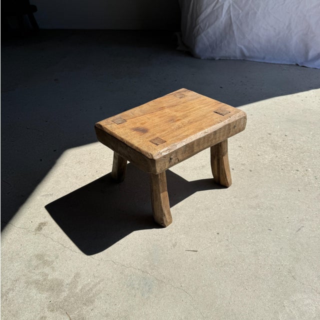 Small Wabi-Sabi Style Oval Teak Occasional Stool, 1980s For Sale - Image 12 of 12