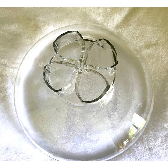 Rare Alfredo Barbini Murano Hand-Blown Art Glass Lotus Vase / Centerpiece Bowl With Four-Petal Opening, Italy, 13” For Sale - Image 11 of 14