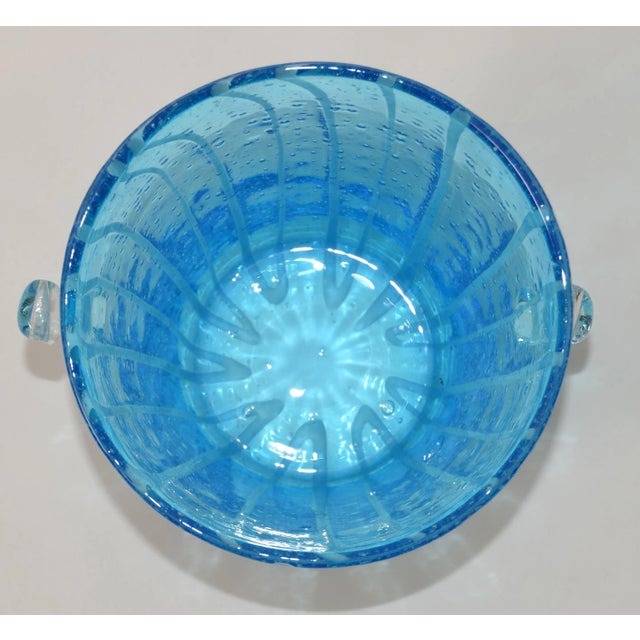 Vintage Venini Murano Light Blue White & Clear Wine Cooler Ice Bucket Italy 1970 For Sale - Image 9 of 13