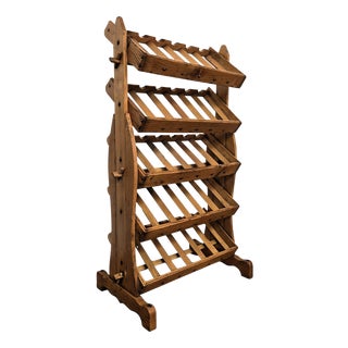 Mid-Century Italian Wooden 30 Bottles Wine Rack, 1960s For Sale
