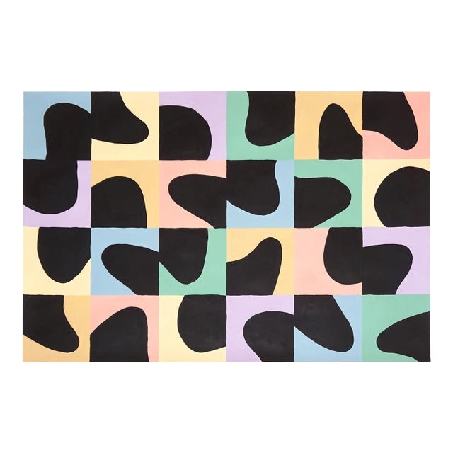 2023, Urban Style Tiles Pattern in Pastel Tones, "Half Empty Spaces:, Acrylic Painting on Watercolor Paper by Ryan Rivadeneyra For Sale