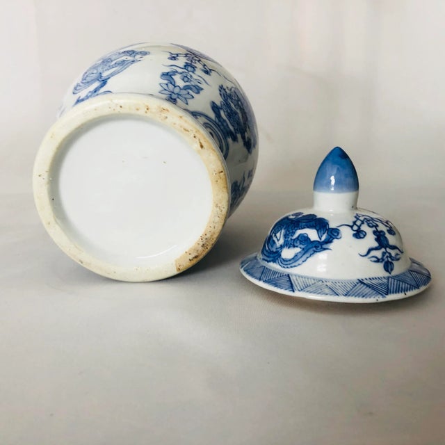 90's Chinese Blue & White Porcelain Lidded Ginger Jar For Sale In New York - Image 6 of 7