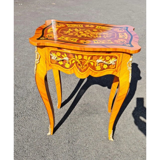Marquetry French Style Side Table/Desk With Drawer New Style for Home and Office For Sale - Image 4 of 10