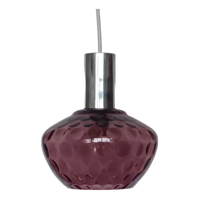 Vintage Purple Glass Pendant Lamp, 1960s For Sale