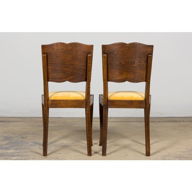 Pair of 1930s French Art Deco Mustache-Back Oak and Walnut Side Accent Chairs For Sale - Image 18 of 18