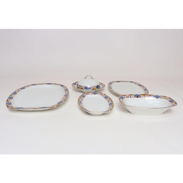 Art Deco Set of Five Art Deco Bohemian Czechoslavakia Porcelain Serving Pieces by Mepoco For Sale - Image 3 of 18