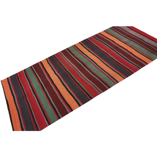 Rug & Kilim 1950s Vintage Persian Bidjar Kilim in Polychromatic Stripes by Rug & Kilim - 5'6''x6'7'' For Sale - Image 4 of 7