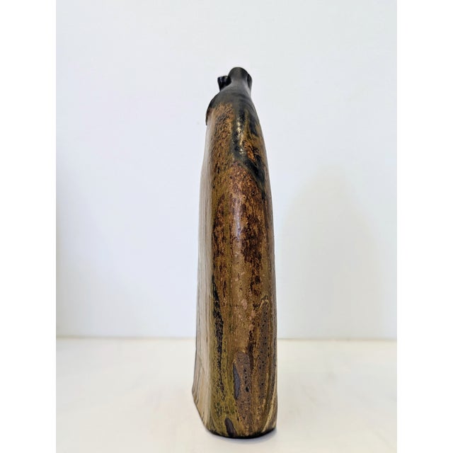 Signed James Berloff Stoneware Vessel – Lenticular Form With Torn Opening For Sale - Image 4 of 8