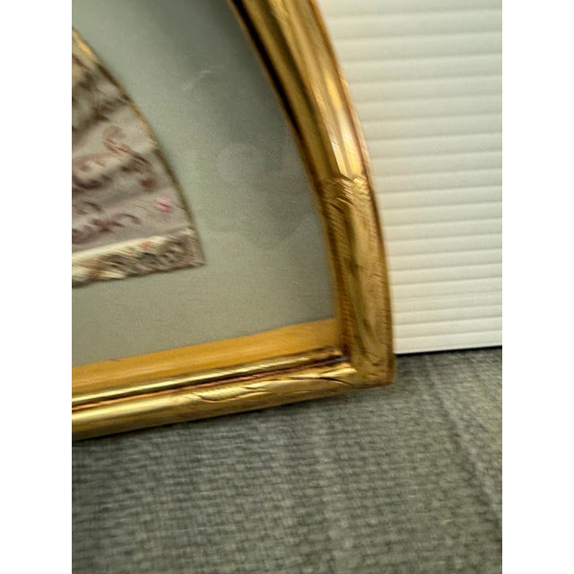 Antique Hand-Painted Ladies Hand Fan, Framed For Sale - Image 10 of 12