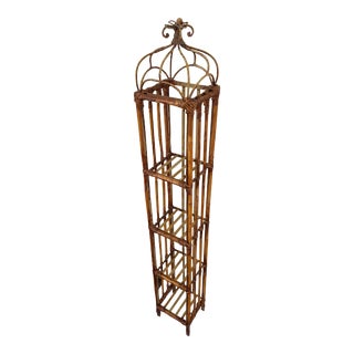 Vintage Bamboo & Metal Etagere Shelf For Sale