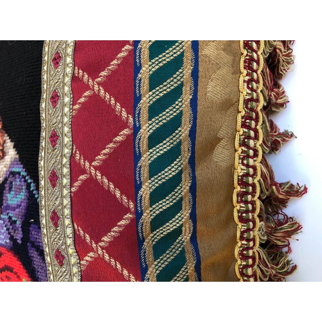 1980s Vintage Santa With Children Needlepoint Pillow For Sale - Image 5 of 8