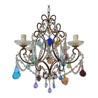 Italian Venetian Crystal Swags Murano Fruit and Drops Chandelier, C 1930 For Sale