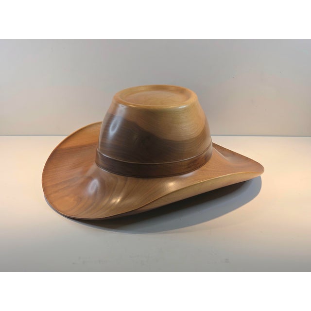 Hand Turned One of a Kind Walnut Cowboy Hat For Sale In Richmond - Image 6 of 11