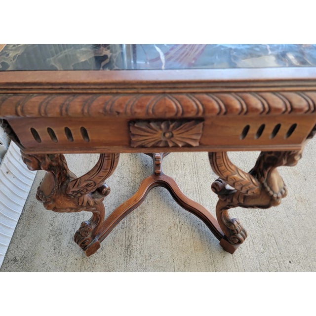 Stone Antique Figural Carved Marble Top Side Table C. 1930's For Sale - Image 7 of 9