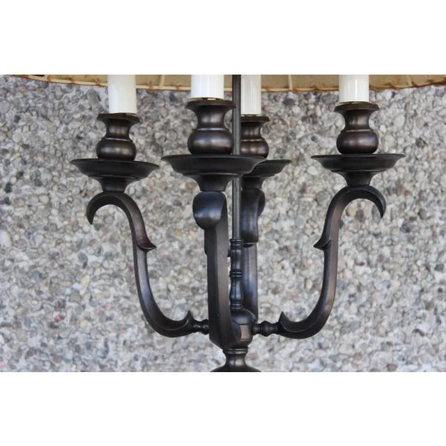Late 20th Century Bronze Floor Lamp With Hide Shade For Sale - Image 4 of 9