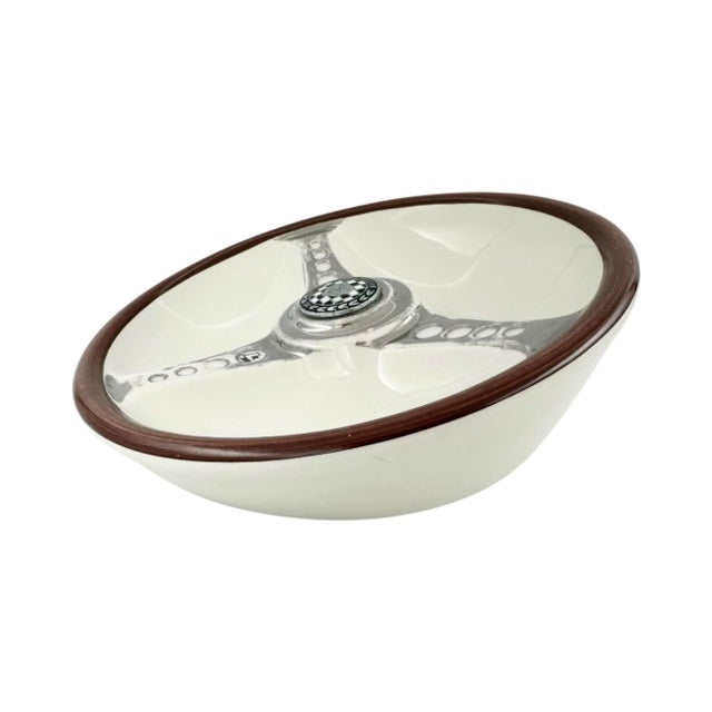 Mid-Century Modern Vintage Les Leston Jaguar Steering Wheel Ceramic Ashtray Made in England For Sale - Image 3 of 10