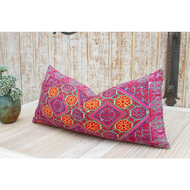 Indian Antique Ekaja Sindh Silk Pillow For Sale - Image 3 of 8