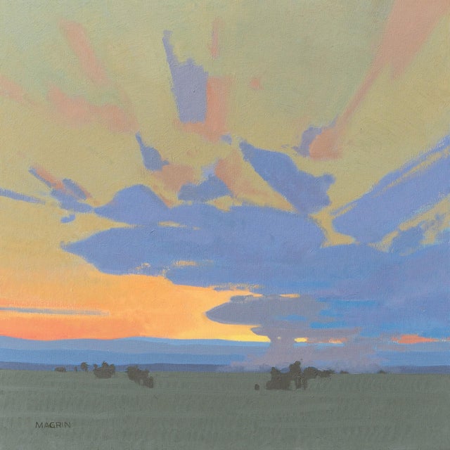 Across Hope by Michael Magrin | Oil on linen Landscape with sunset and clouds. For Sale