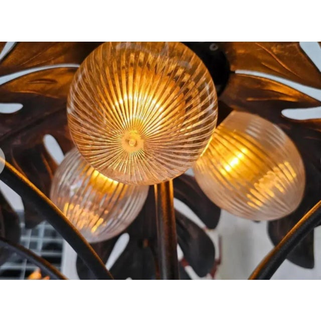 Ebony Palm Tree Floor Lamp With Crystal Coconut Lights. Well Make and Durable in Coastal Environments, Aluminum for Outdoor or Indoor Use. For Sale - Image 8 of 9